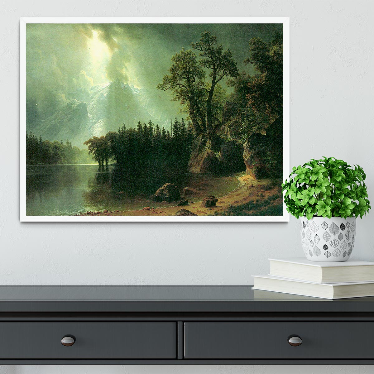 Storm over the Sierra Nevada by Bierstadt Framed Print - Canvas Art Rocks -6