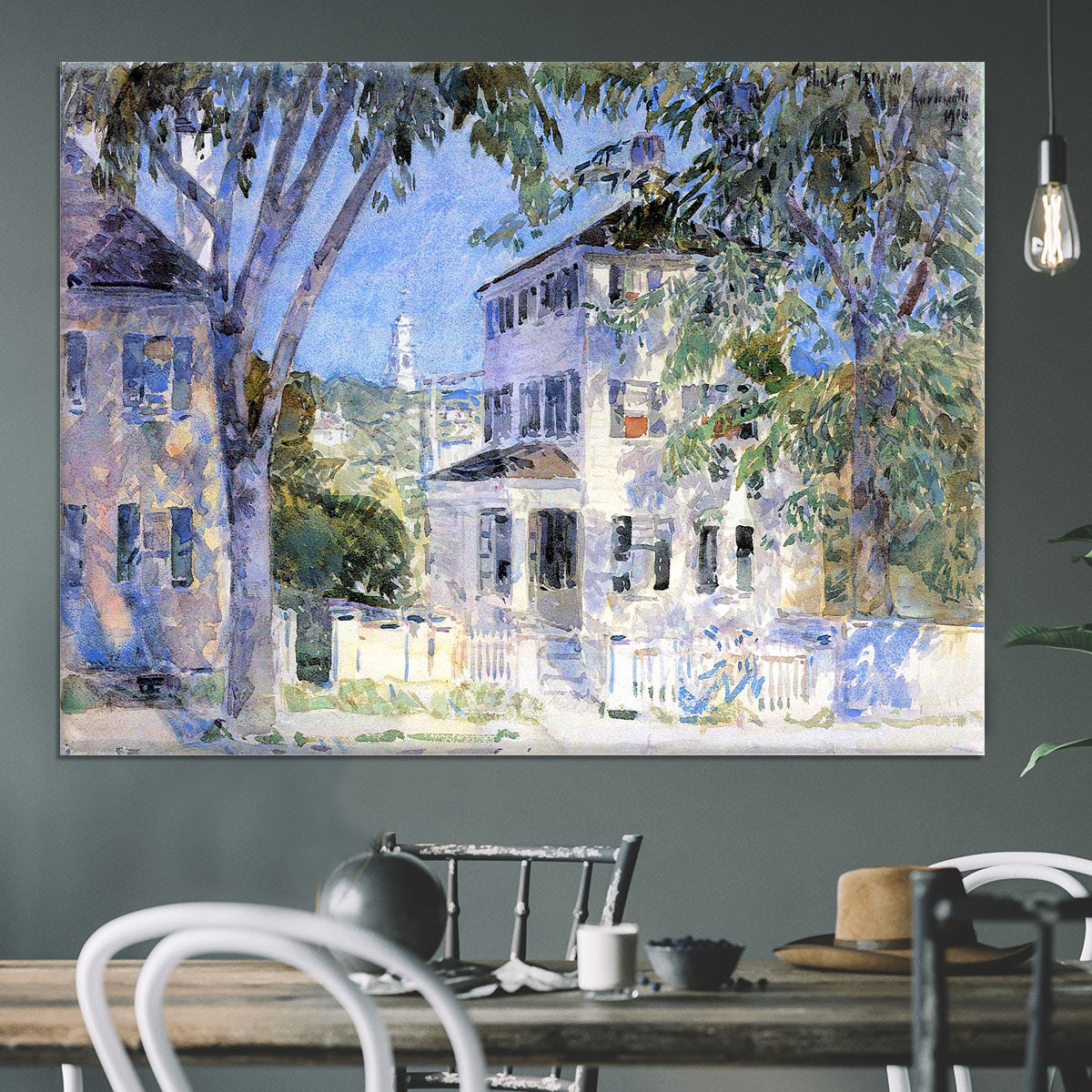 Street in Portsmouth by Hassam Canvas Print or Poster - Canvas Art Rocks - 3