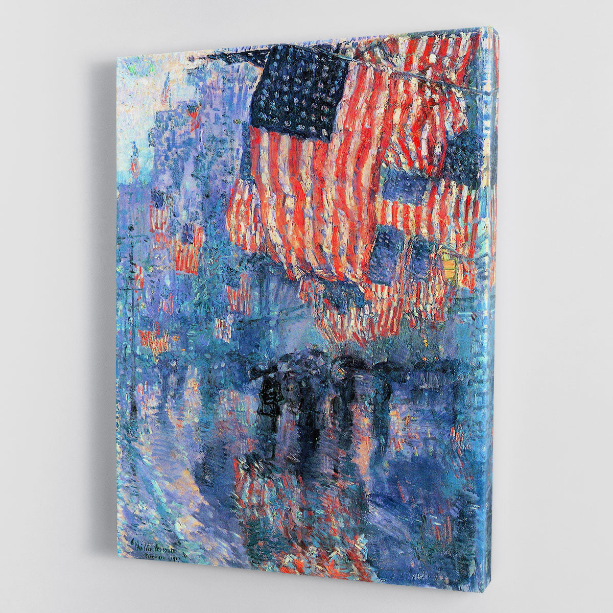 Street in the rain by Hassam Canvas Print or Poster - Canvas Art Rocks - 1