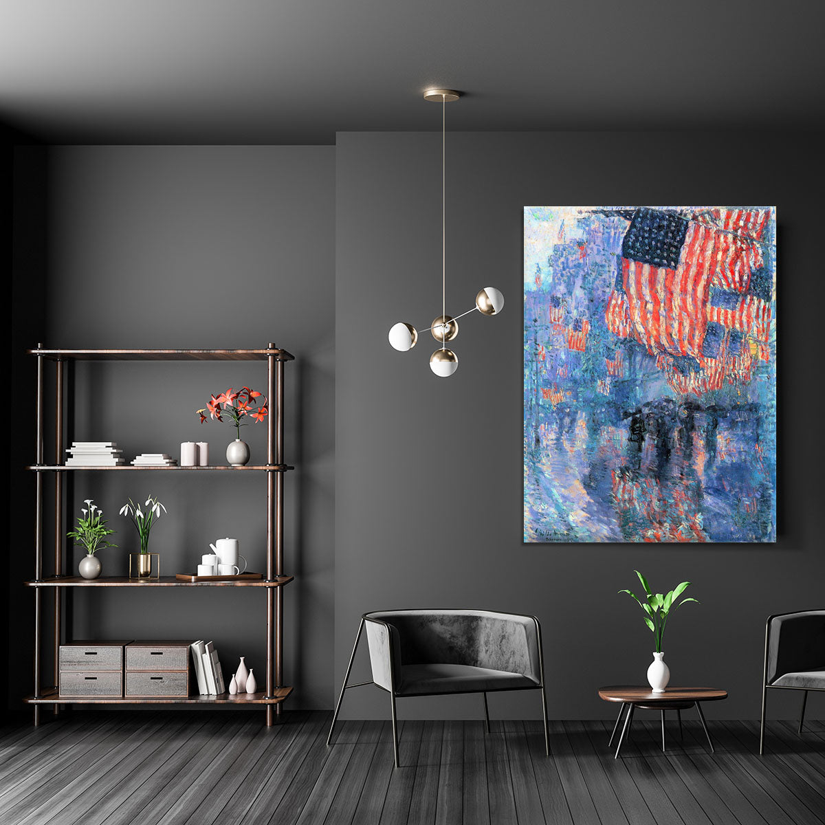 Street in the rain by Hassam Canvas Print or Poster - Canvas Art Rocks - 5