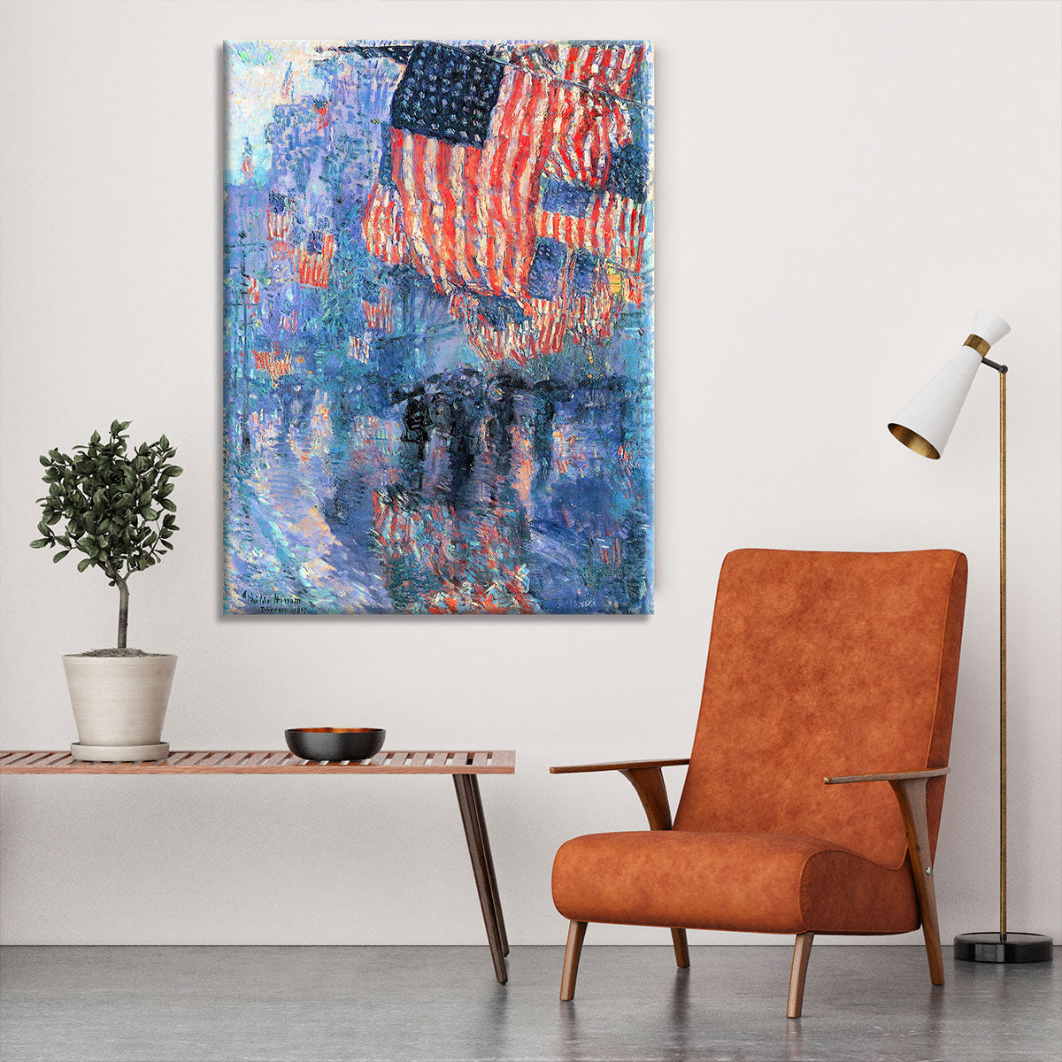 Street in the rain by Hassam Canvas Print or Poster - Canvas Art Rocks - 6