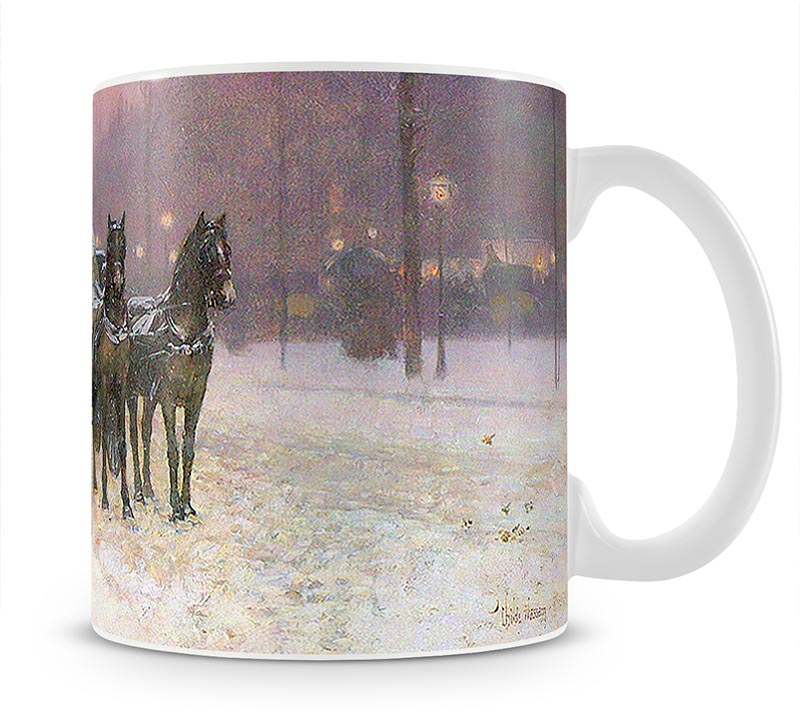 Street scene with two cabs by Hassam Mug - Canvas Art Rocks - 1