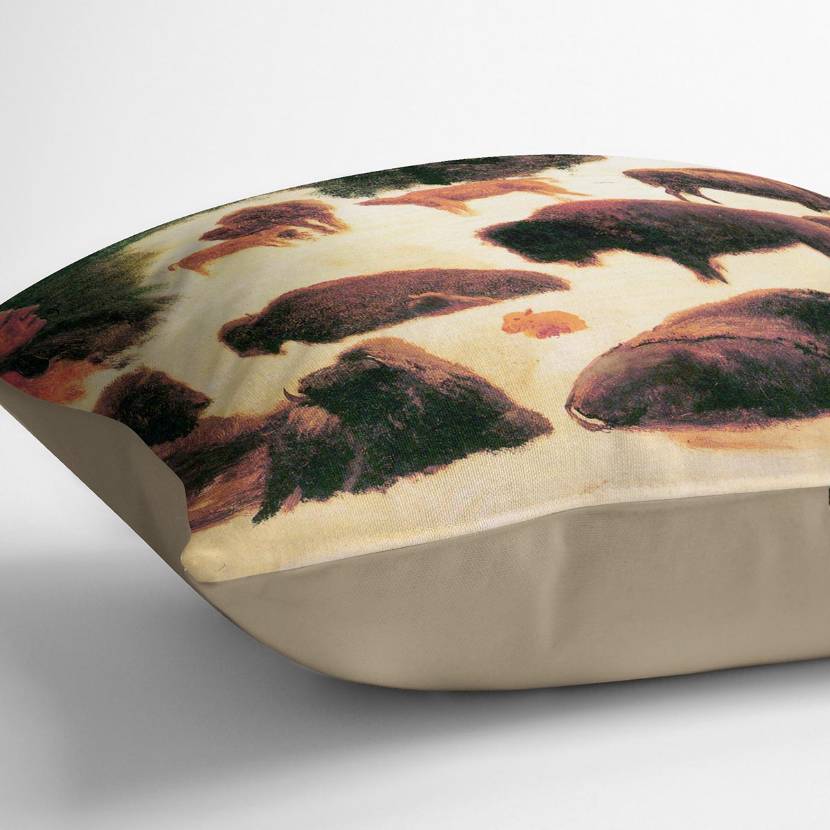 Study of Buffaloes by Bierstadt Cushion - Canvas Art Rocks - 2
