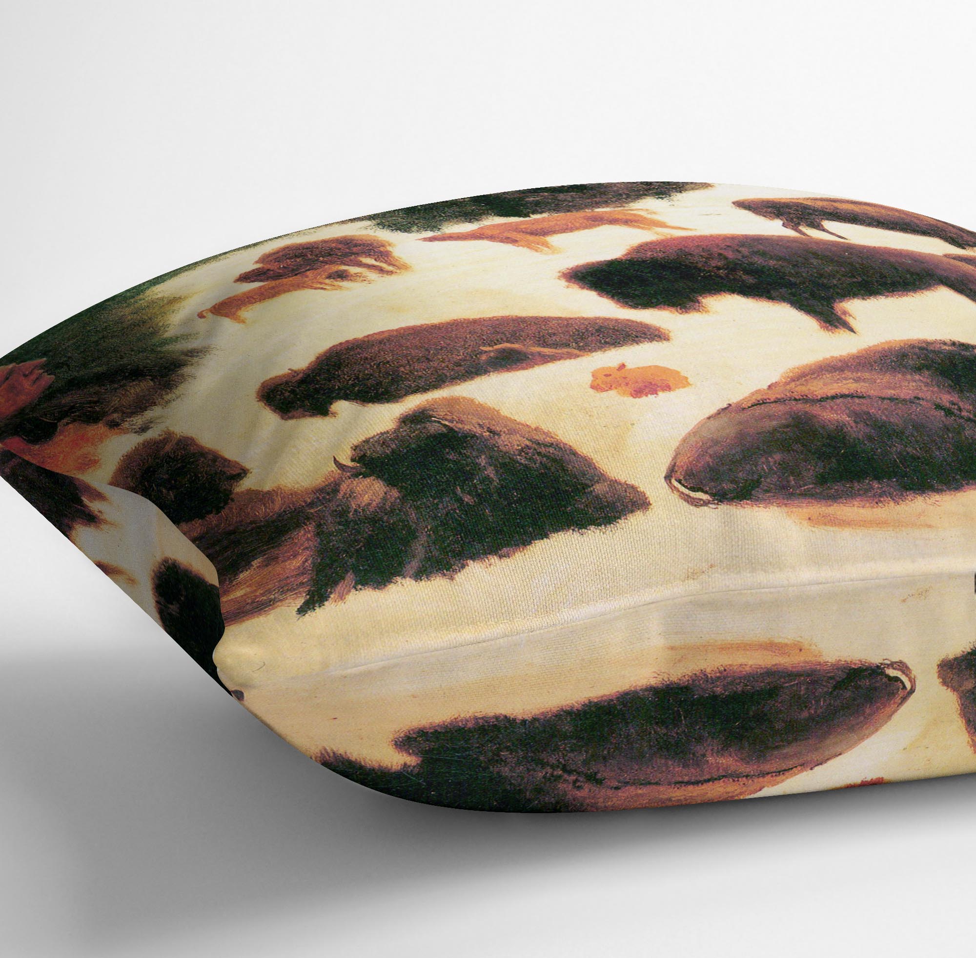 Study of Buffaloes by Bierstadt Cushion - Canvas Art Rocks - 3