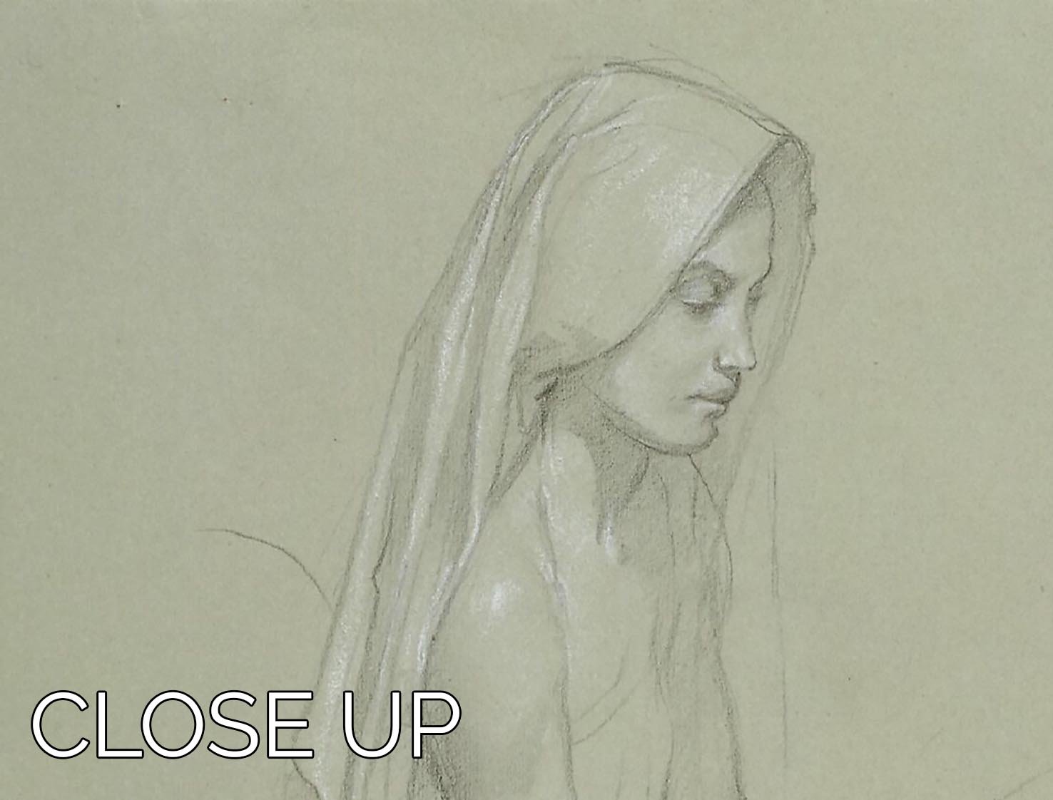 Study of a Seated Veiled Female Figure 19th Century By Bouguereau 3 Split Panel Canvas Print - Canvas Art Rocks - 3