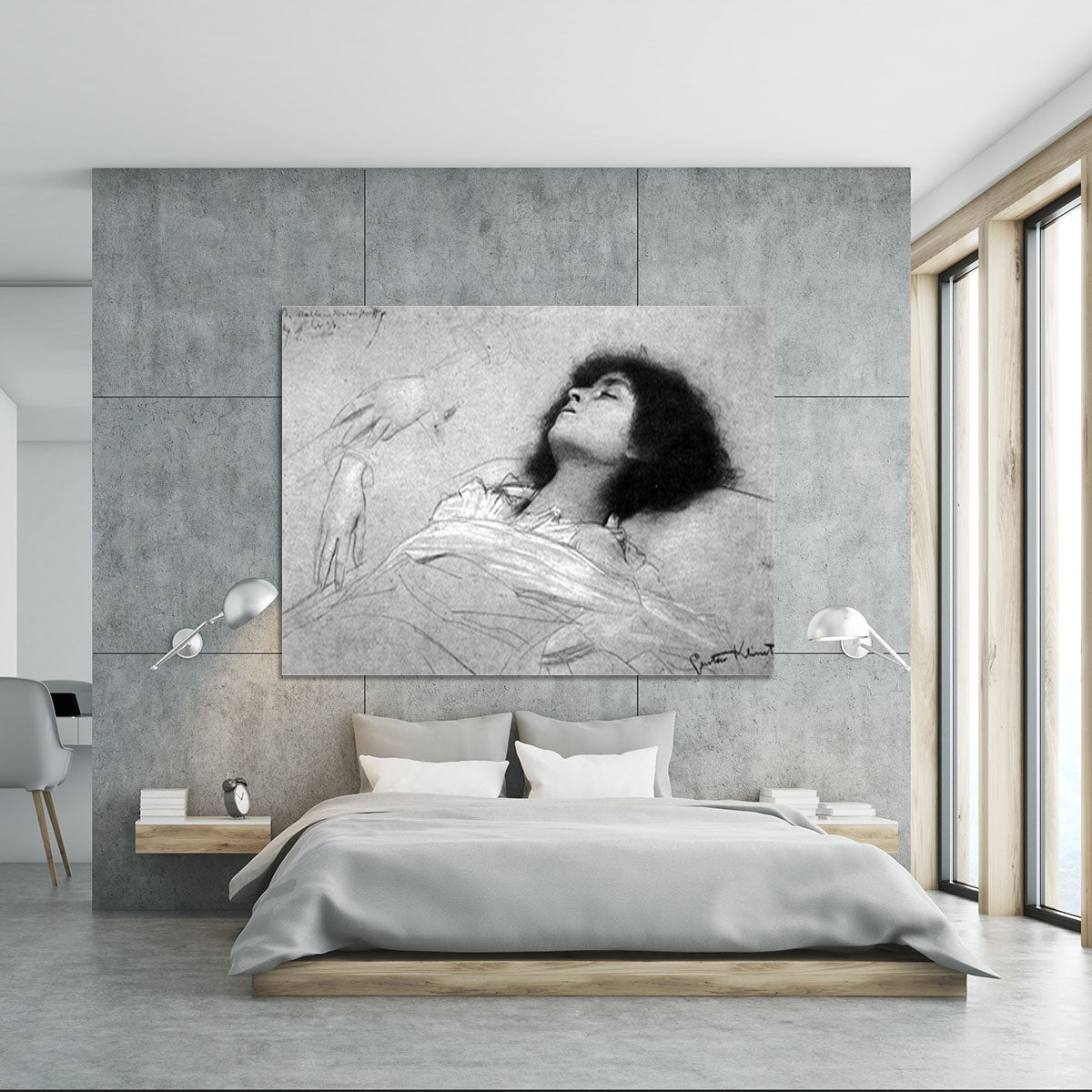 Study sheet with the upper body of a girl and sketches by Klimt Canvas Print or Poster - Canvas Art Rocks - 5