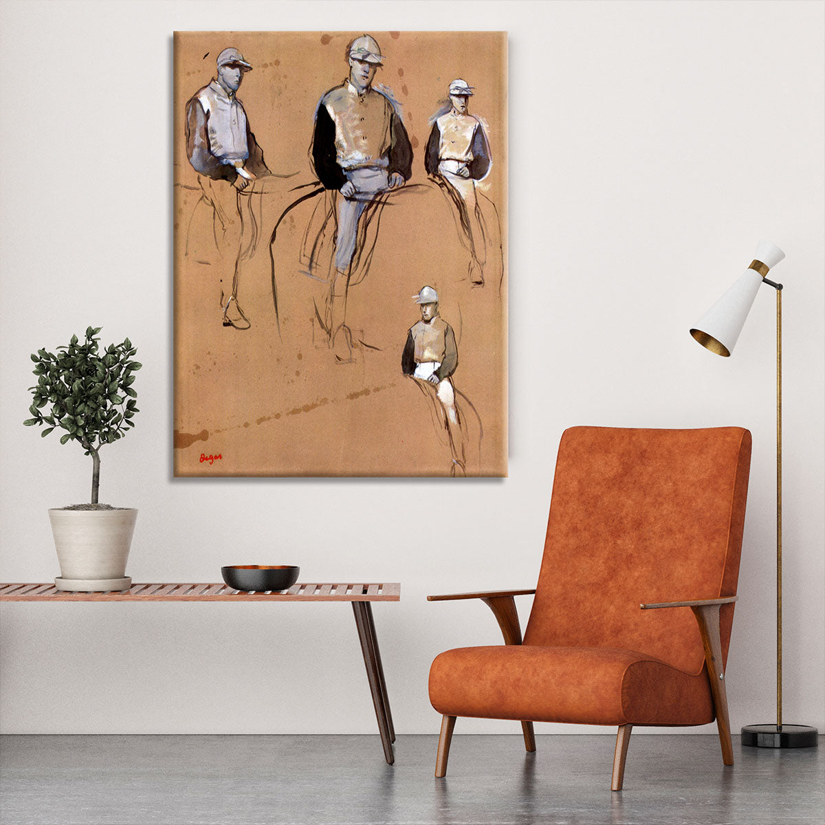 Study with four jockeys by Degas Canvas Print or Poster - Canvas Art Rocks - 6