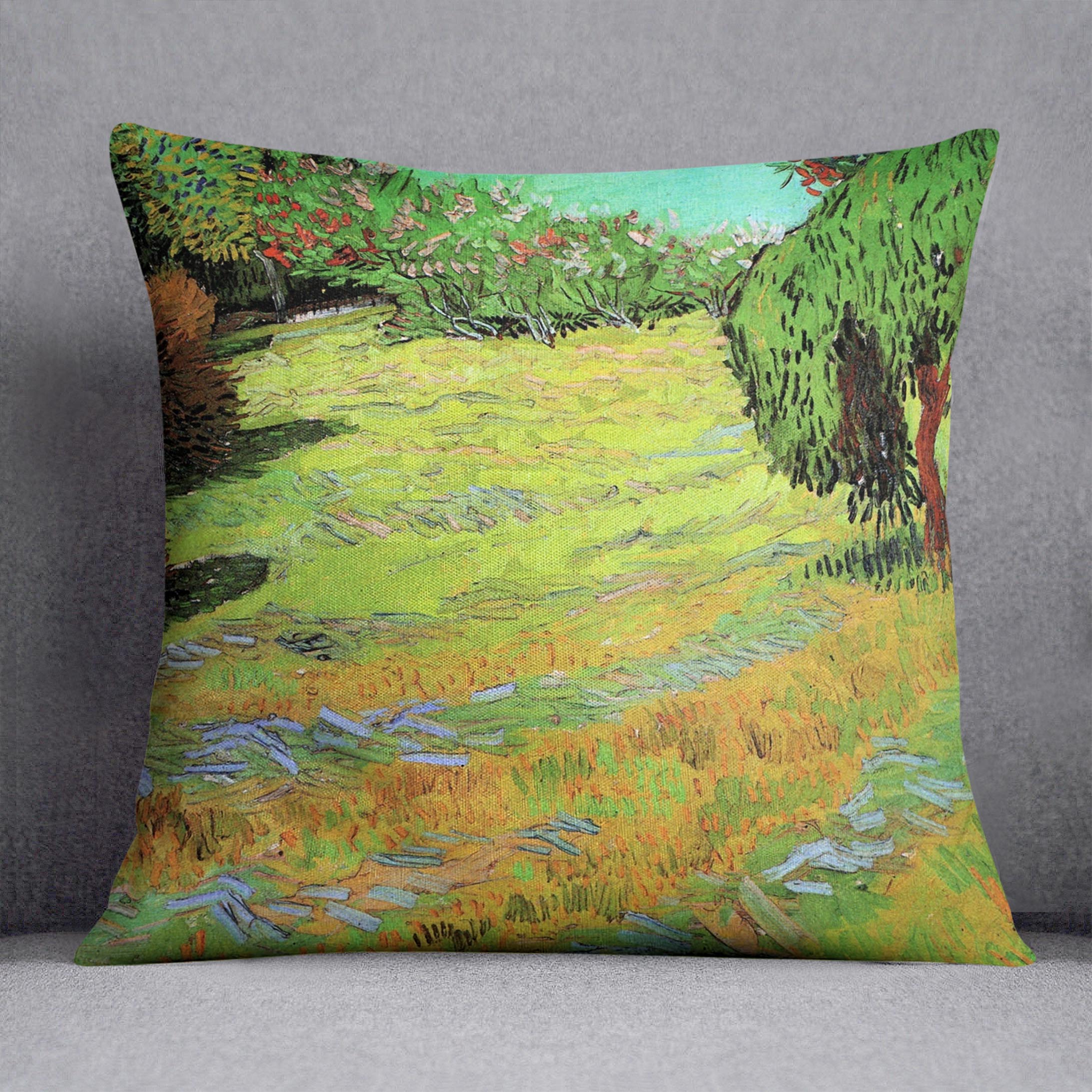 Sunny Lawn in a Public Park by Van Gogh Cushion
