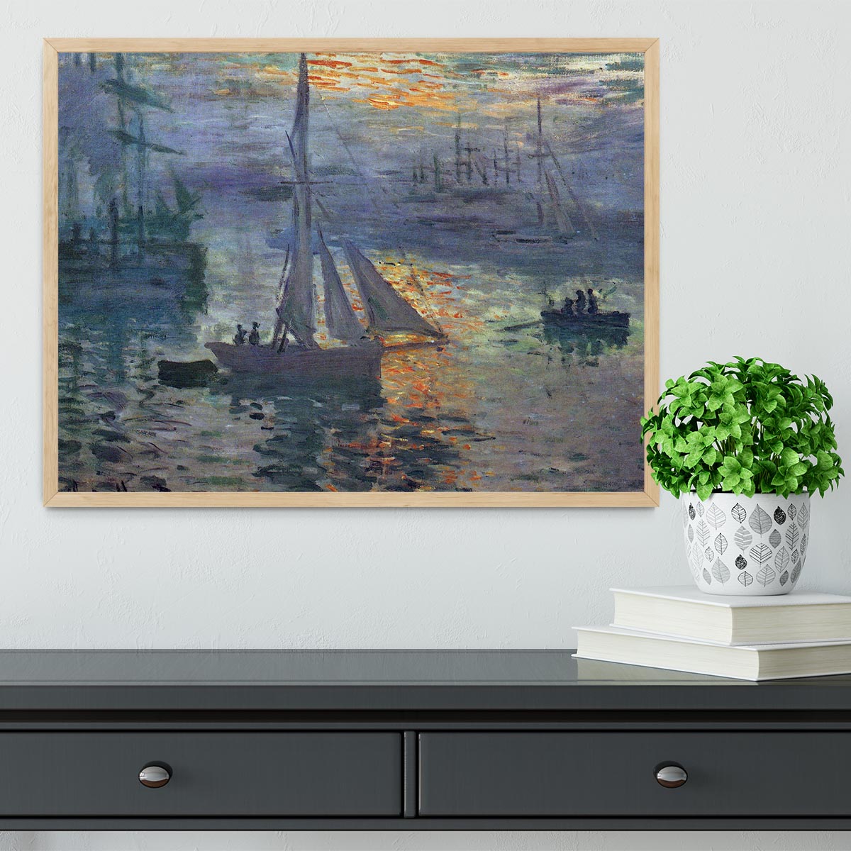 Sunrise at Sea by Monet Framed Print - Canvas Art Rocks - 4