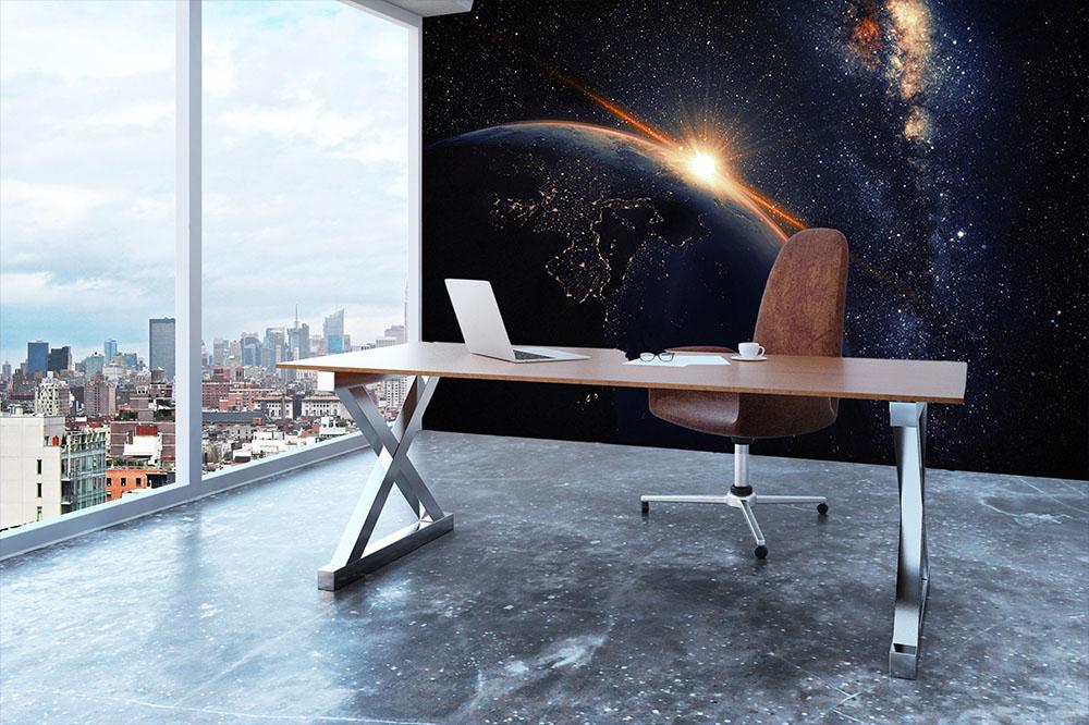 Sunrise seen from space Wall Mural Wallpaper - Canvas Art Rocks - 3