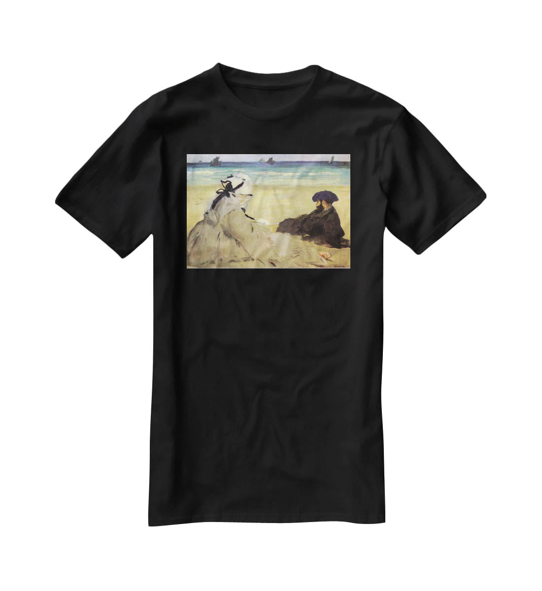 Sur la plage 1873 by Manet T-Shirt - Canvas Art Rocks - 1