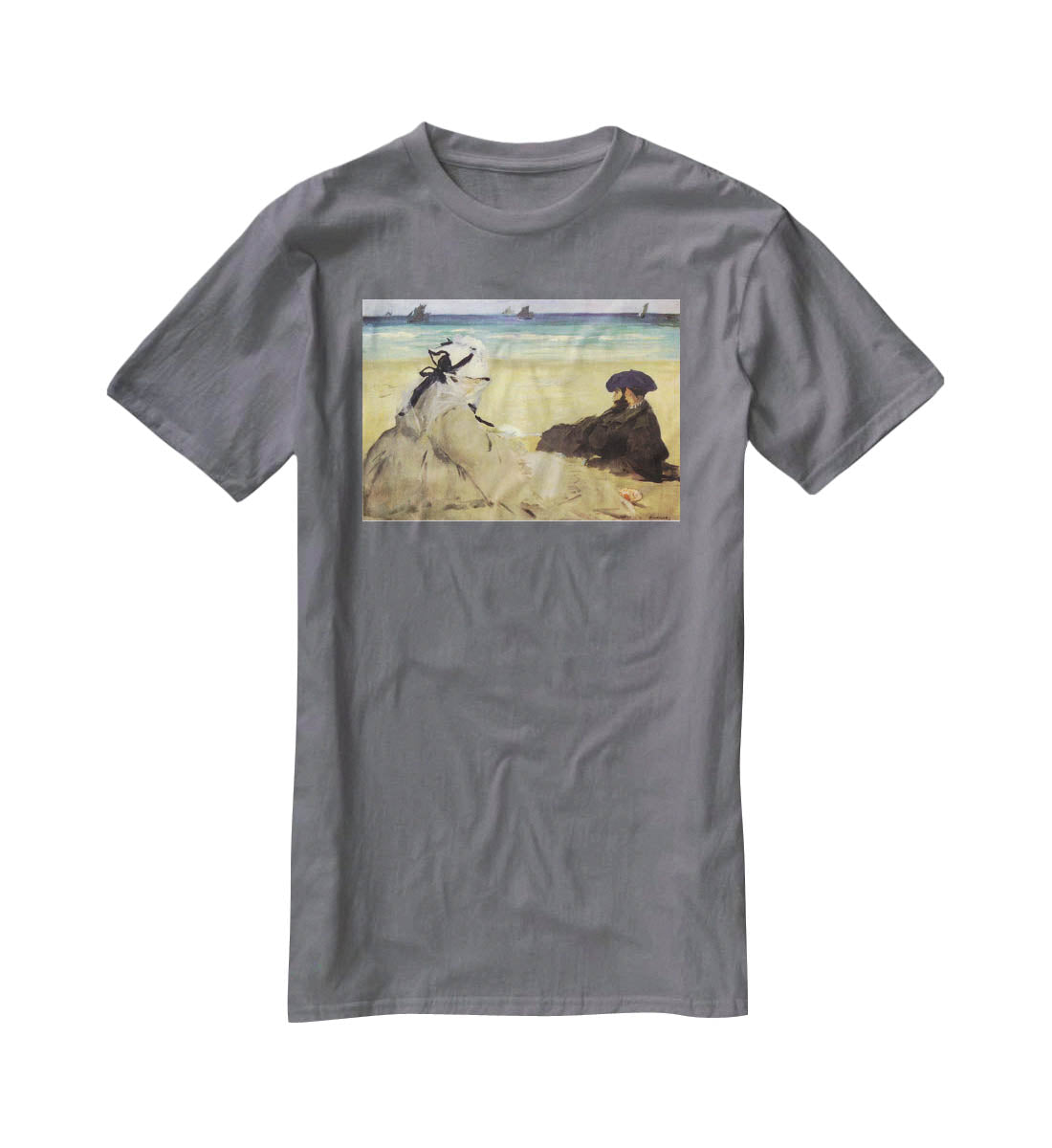 Sur la plage 1873 by Manet T-Shirt - Canvas Art Rocks - 3