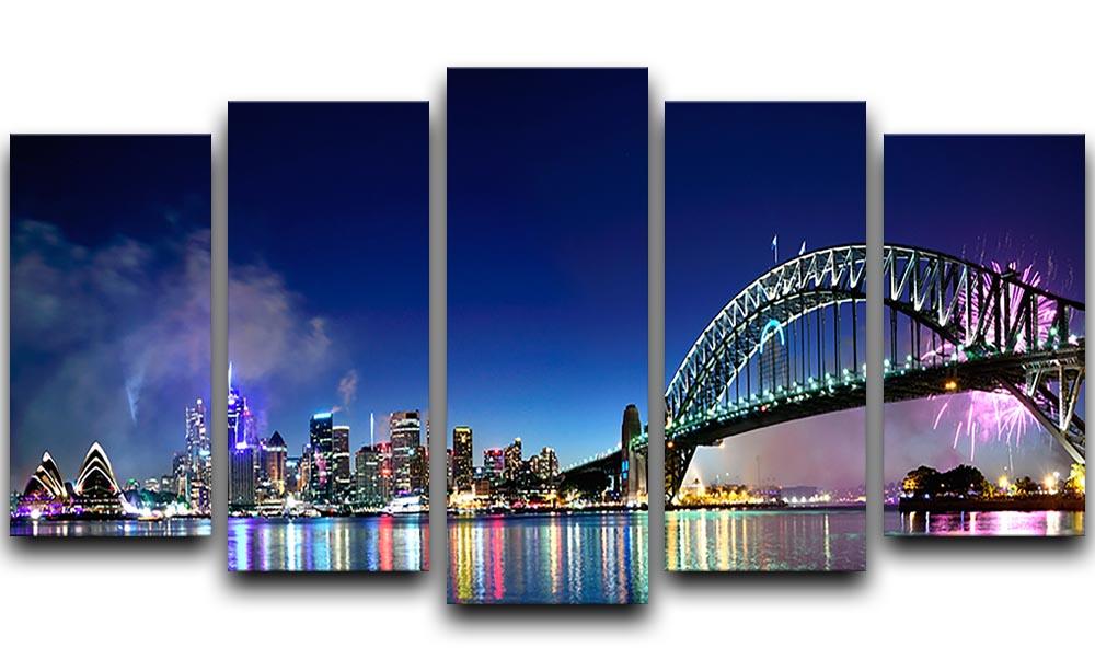 Sydney Harbour NYE Fireworks 5 Split Panel Canvas - Canvas Art Rocks - 1