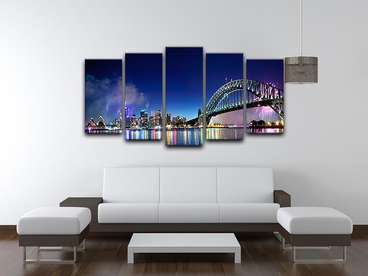 Sydney Harbour NYE Fireworks 5 Split Panel Canvas - Canvas Art Rocks - 3