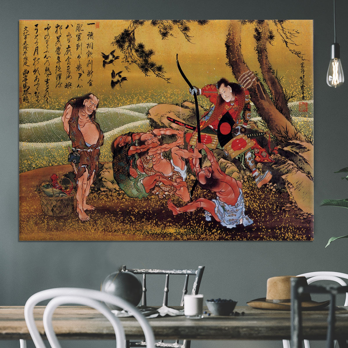 Tametomo on Demon island by Hokusai Canvas Print or Poster - Canvas Art Rocks - 3