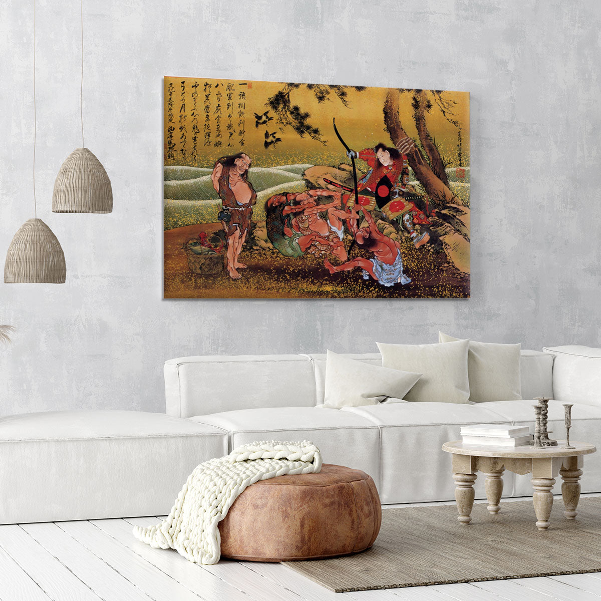 Tametomo on Demon island by Hokusai Canvas Print or Poster - Canvas Art Rocks - 6