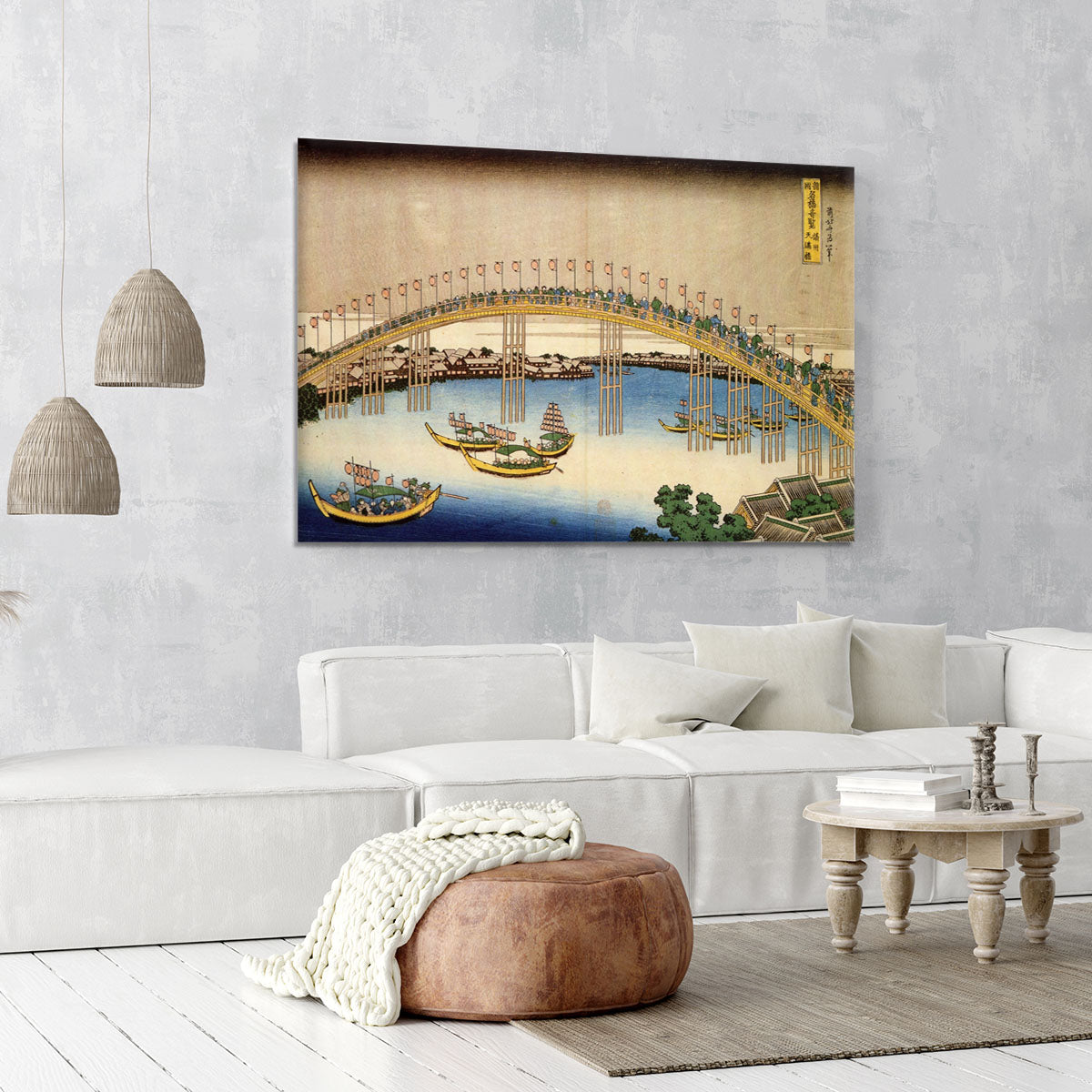 Tenma bridge by Hokusai Canvas Print or Poster - Canvas Art Rocks - 6