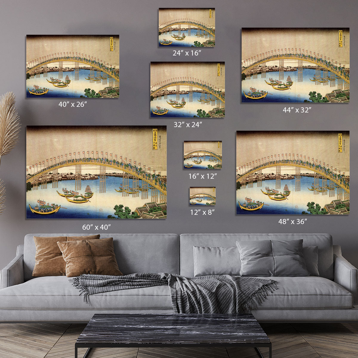 Tenma bridge by Hokusai Canvas Print or Poster - Canvas Art Rocks - 7