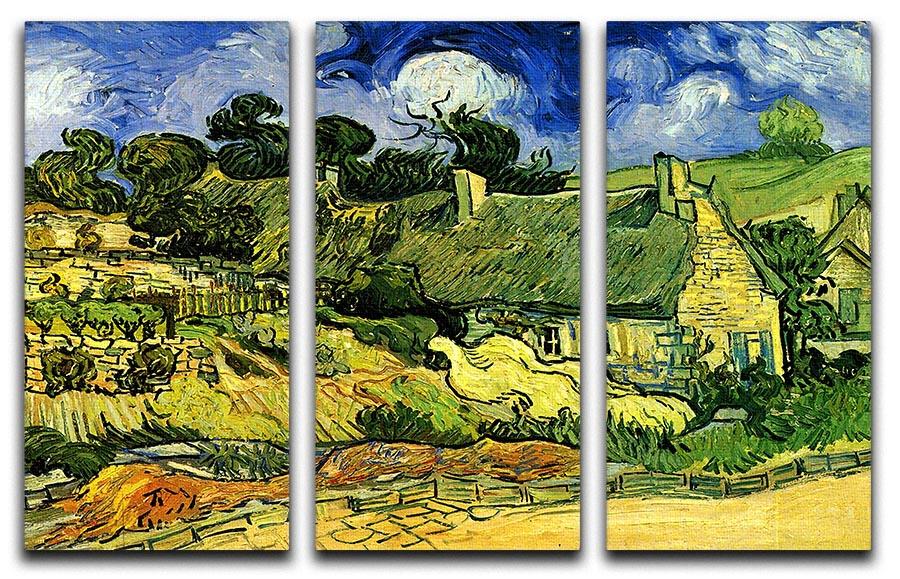 Thatched Cottages at Cordeville by Van Gogh 3 Split Panel Canvas Print - Canvas Art Rocks - 4