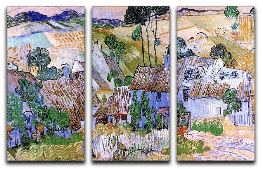 Thatched Cottages by a Hill by Van Gogh 3 Split Panel Canvas Print - Canvas Art Rocks - 4
