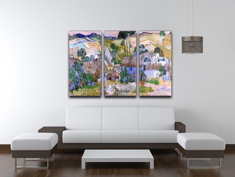 Thatched Cottages by a Hill by Van Gogh 3 Split Panel Canvas Print - Canvas Art Rocks - 4