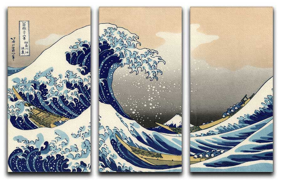 The Great Wave Off Kanagawa 3 Split Canvas Print - Canvas Art Rocks