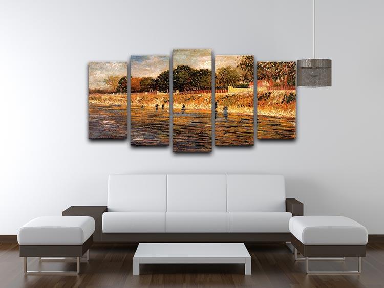 The Banks of the Seine by Van Gogh 5 Split Panel Canvas - Canvas Art Rocks - 3