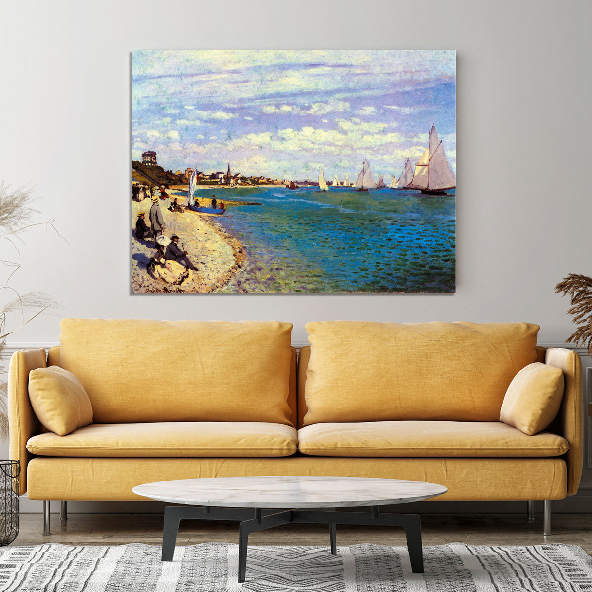 The Beach at Sainte Adresse by Monet Canvas Print or Poster - Canvas Art Rocks - 4