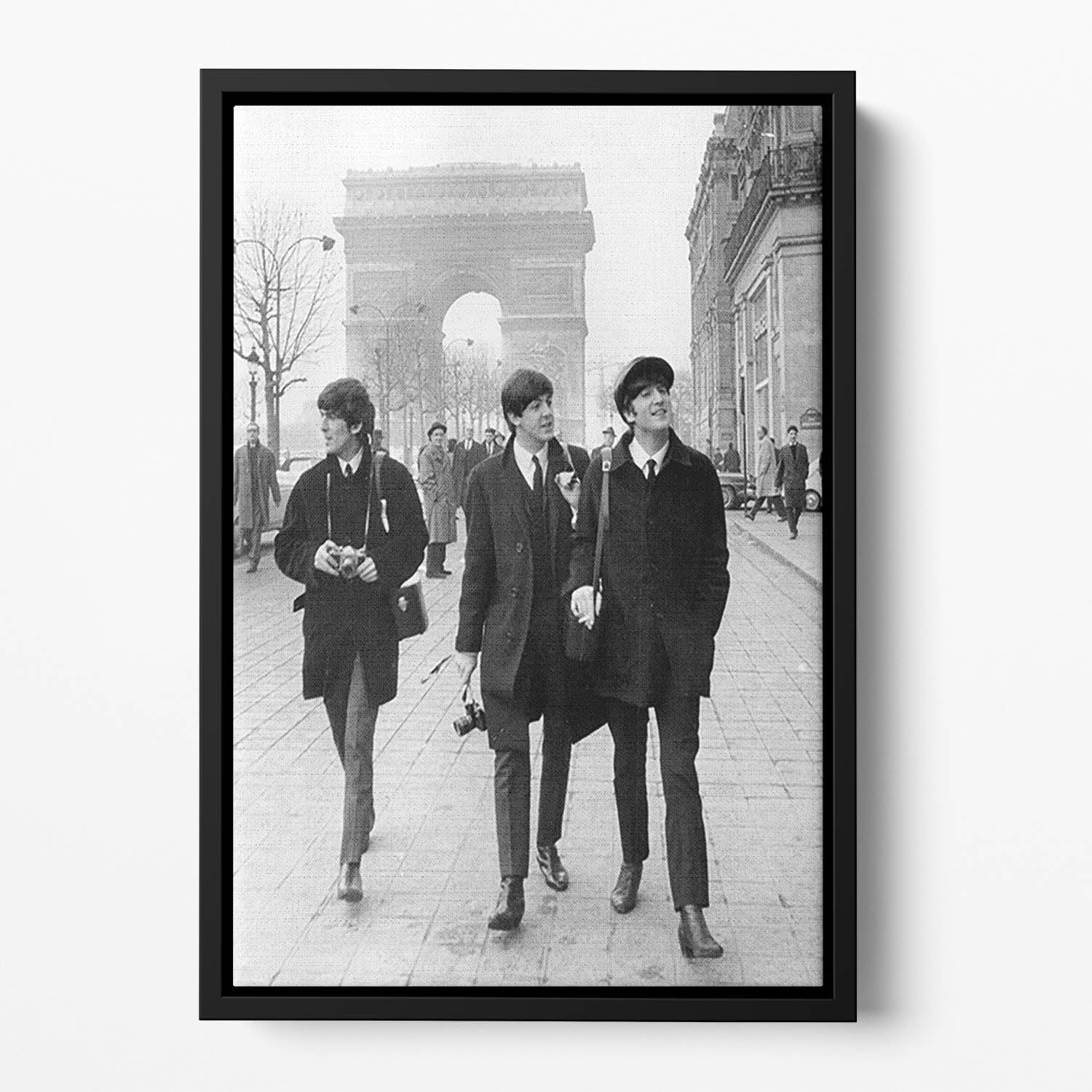 The Beatles in Paris Floating Framed Canvas