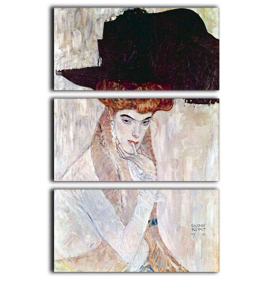The Black Hat by Klimt 3 Split Panel Canvas Print - Canvas Art Rocks - 1