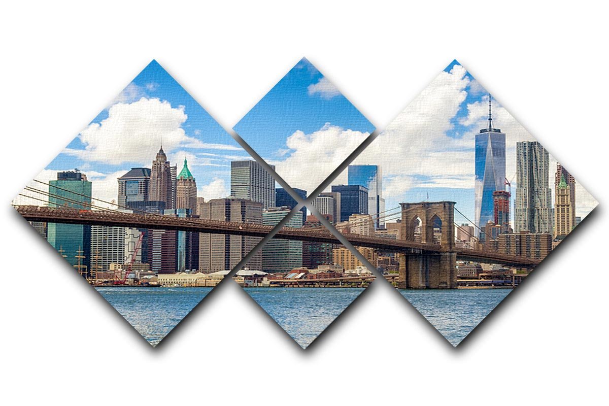 The Brooklyn Bridge 4 Square Multi Panel Canvas - Canvas Art Rocks - 1