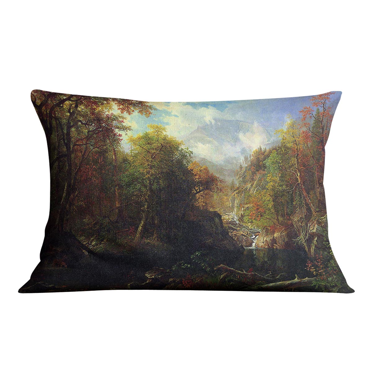 The Emerald pond by Bierstadt Cushion - Canvas Art Rocks - 4