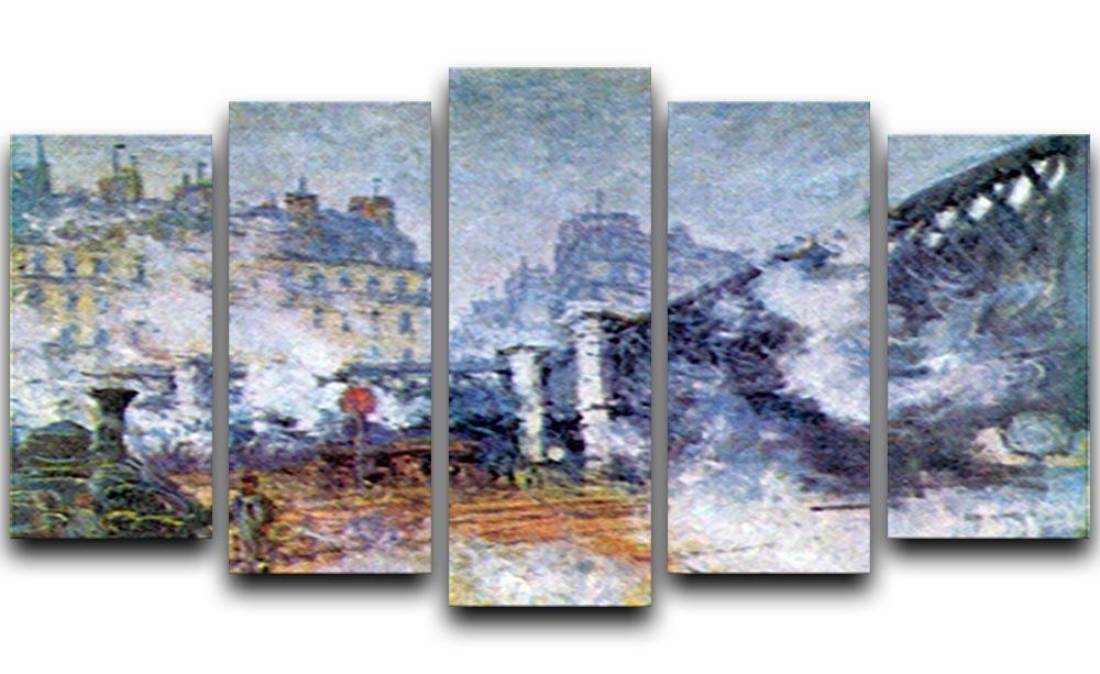 The Europe Bridge Saint Lazare station in Paris by Monet 5 Split Panel Canvas - Canvas Art Rocks - 1