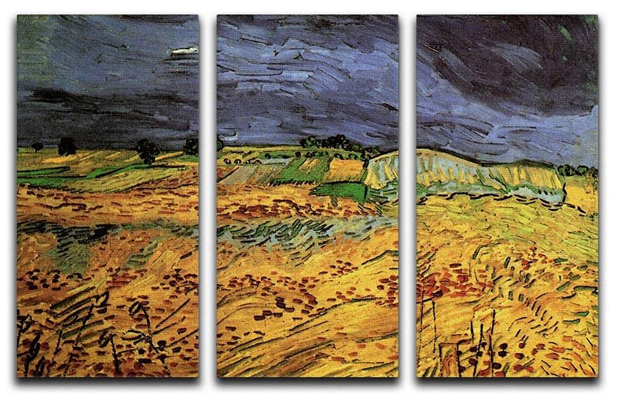 The Fields by Van Gogh 3 Split Panel Canvas Print - Canvas Art Rocks - 4