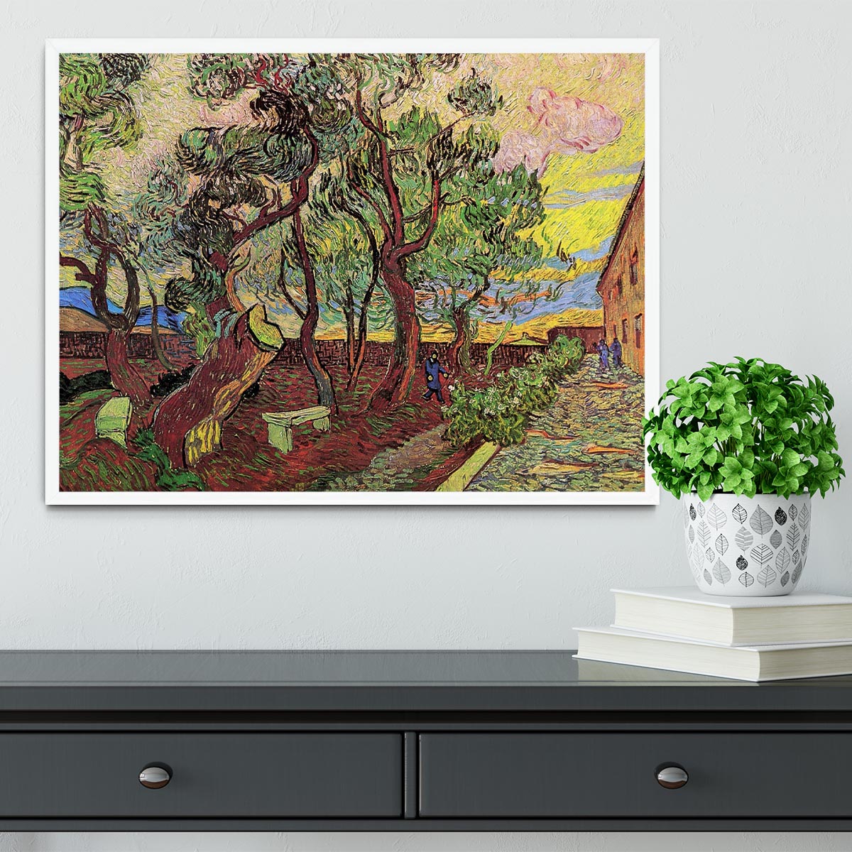 The Garden of Saint-Paul Hospital 3 by Van Gogh Framed Print - Canvas Art Rocks -6
