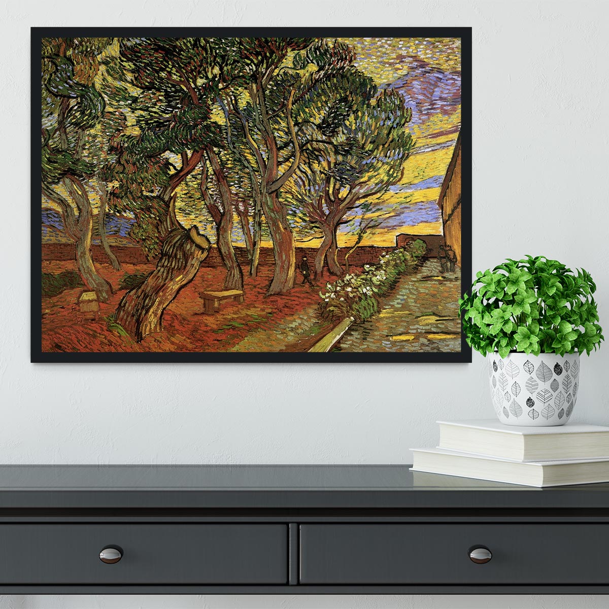 The Garden of Saint-Paul Hospital 4 by Van Gogh Framed Print - Canvas Art Rocks - 2