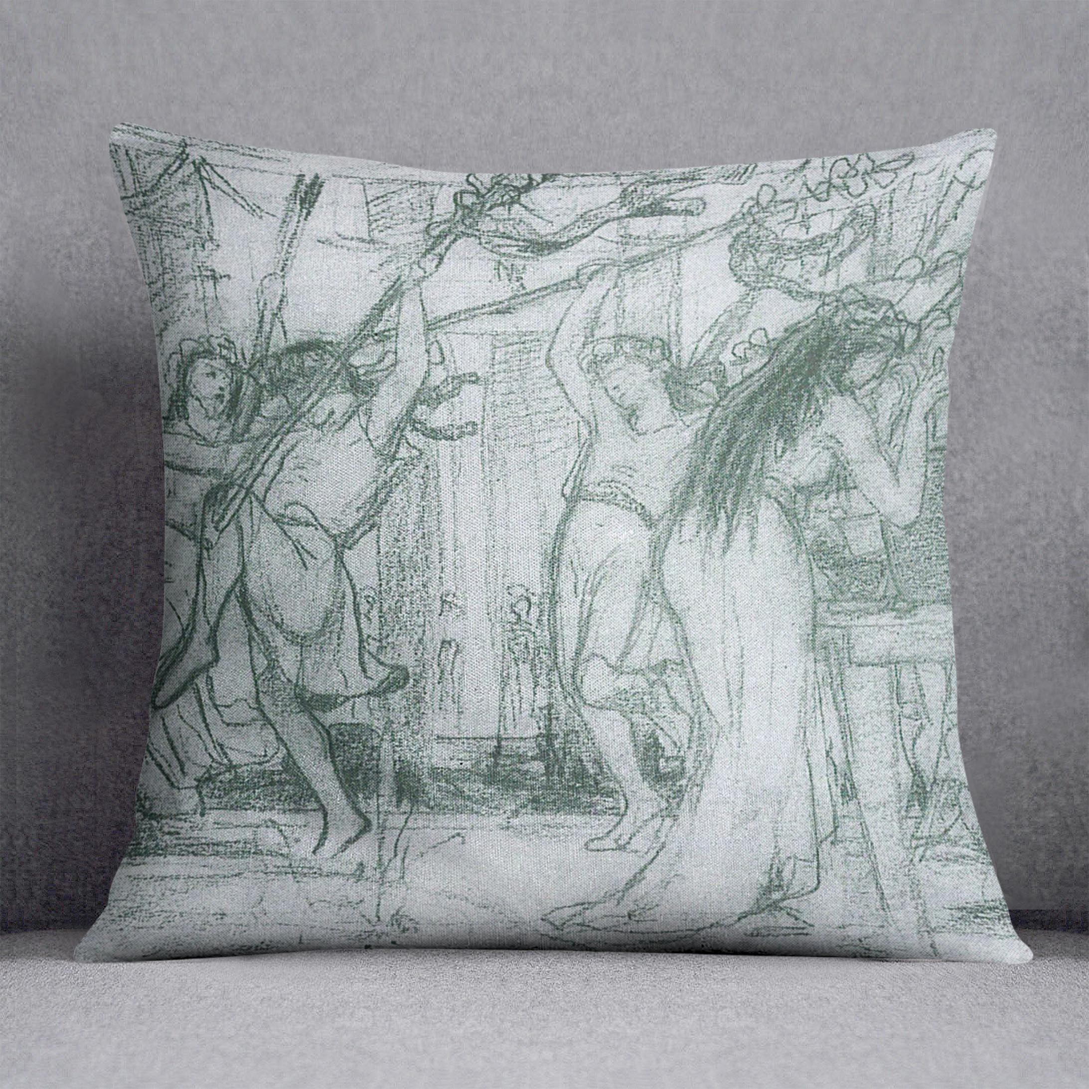 The Grape Harvest Festival sketch by Alma Tadema Cushion - Canvas Art Rocks - 1