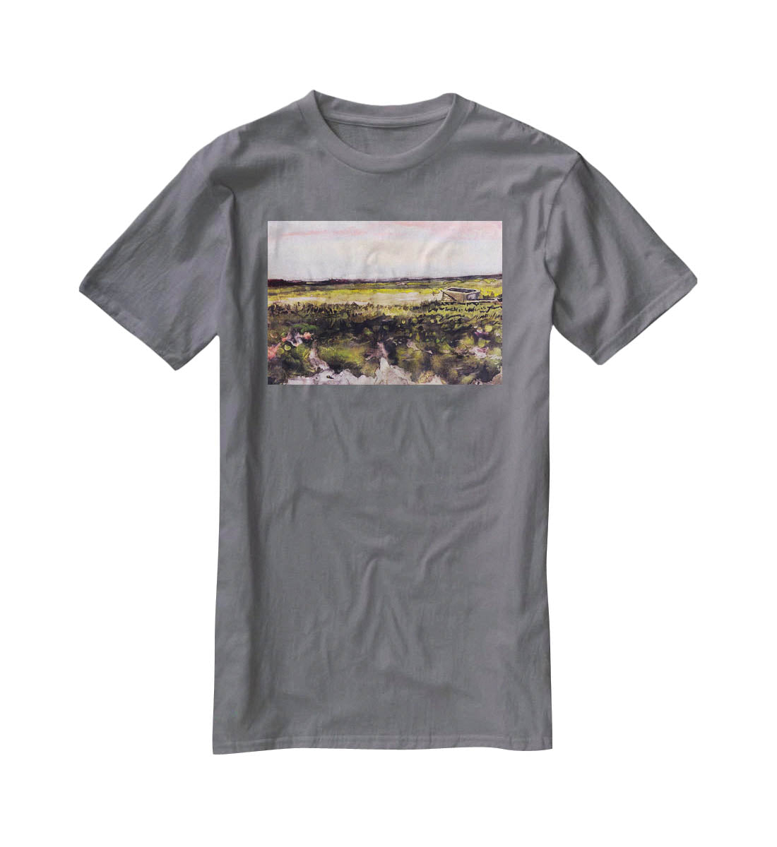 The Heath with a Wheelbarrow by Van Gogh T-Shirt - Canvas Art Rocks - 3