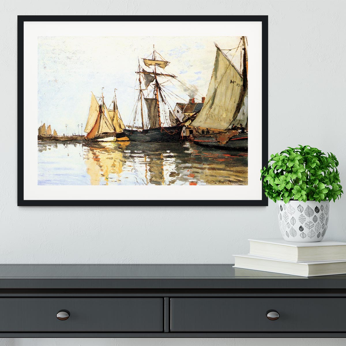 The Honfleur Port by Monet Framed Print - Canvas Art Rocks - 1