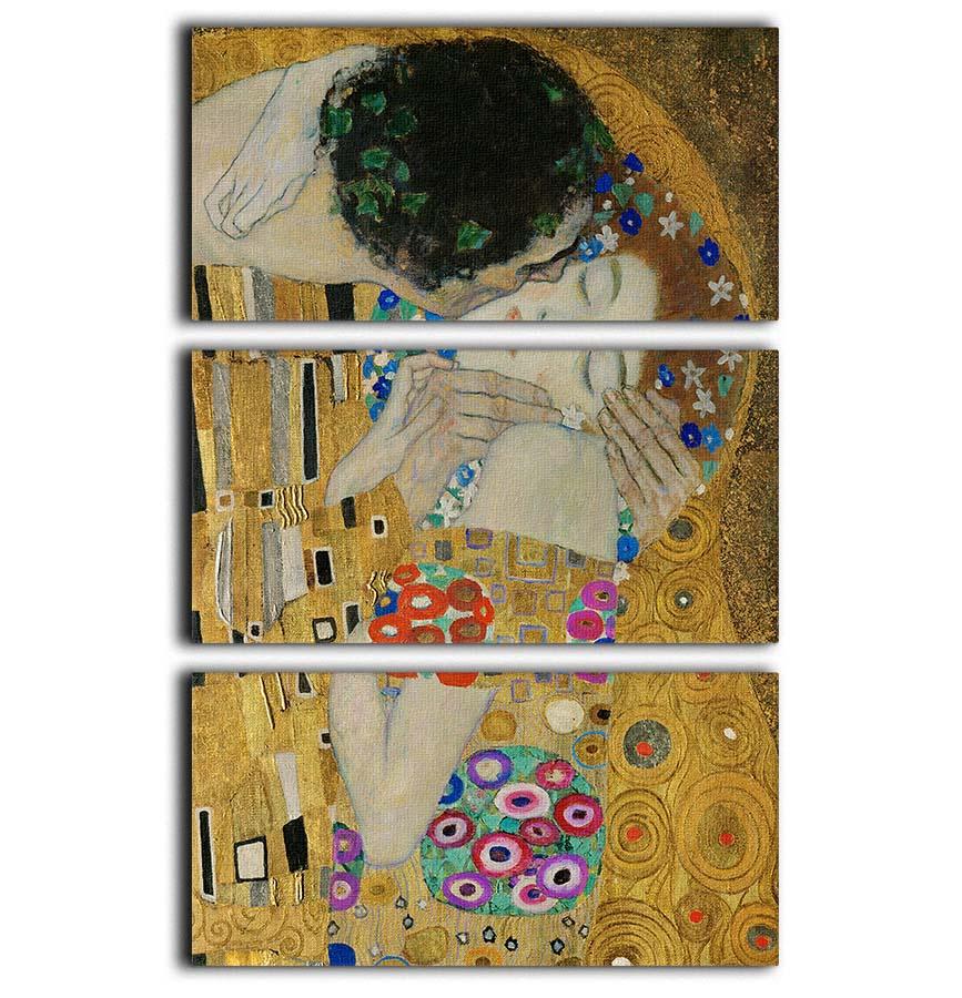 The Kiss detail by Klimt 3 Split Panel Canvas Print - Canvas Art Rocks - 1