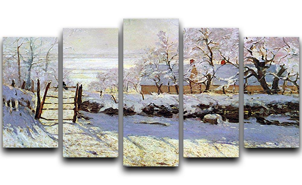 The Magpie by Monet 5 Split Panel Canvas - Canvas Art Rocks - 1