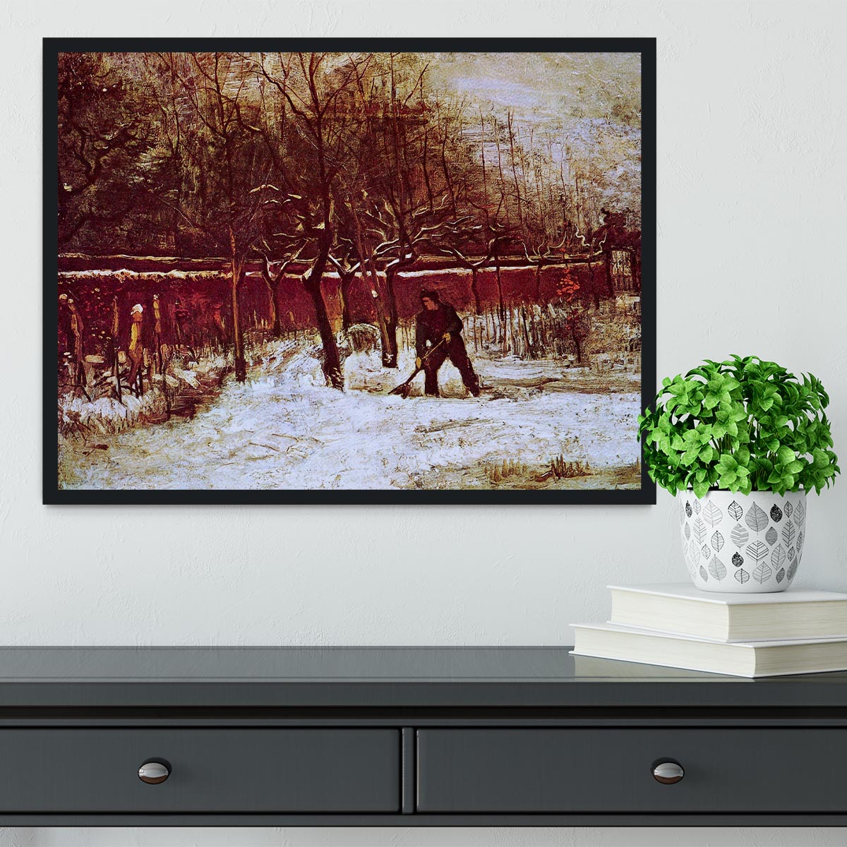 The Parsonage Garden at Nuenen in the Snow by Van Gogh Framed Print - Canvas Art Rocks - 2