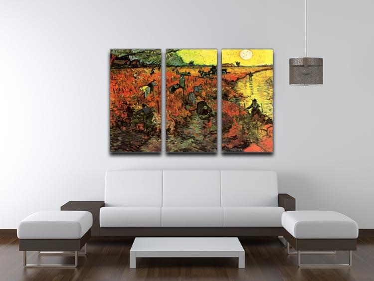 The Red Vineyard by Van Gogh 3 Split Panel Canvas Print - Canvas Art Rocks - 4