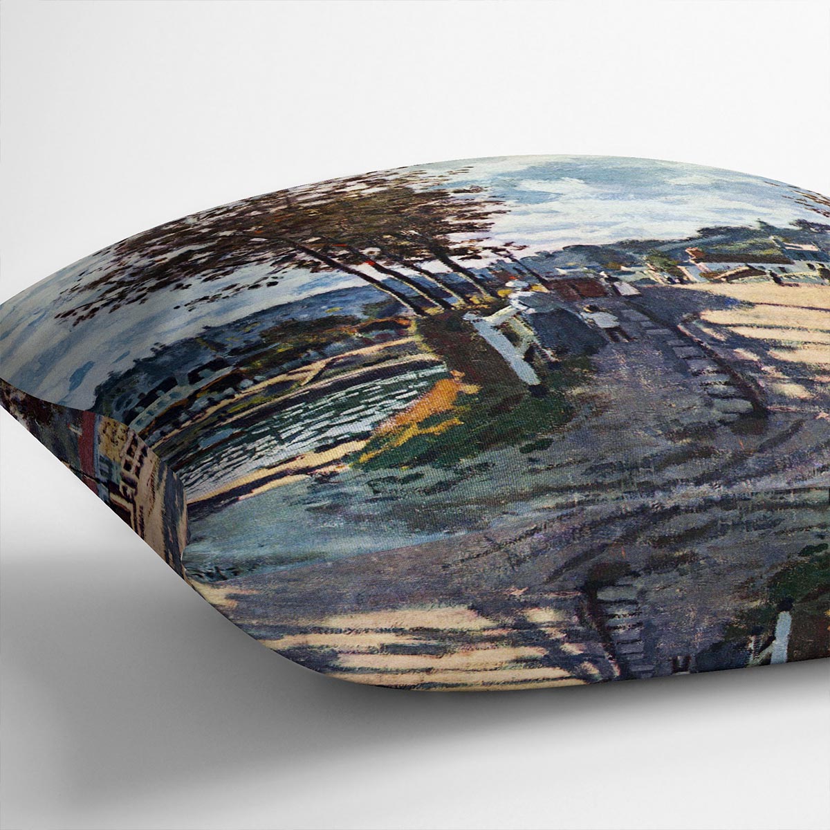 The Seine at Bougival by Monet Cushion