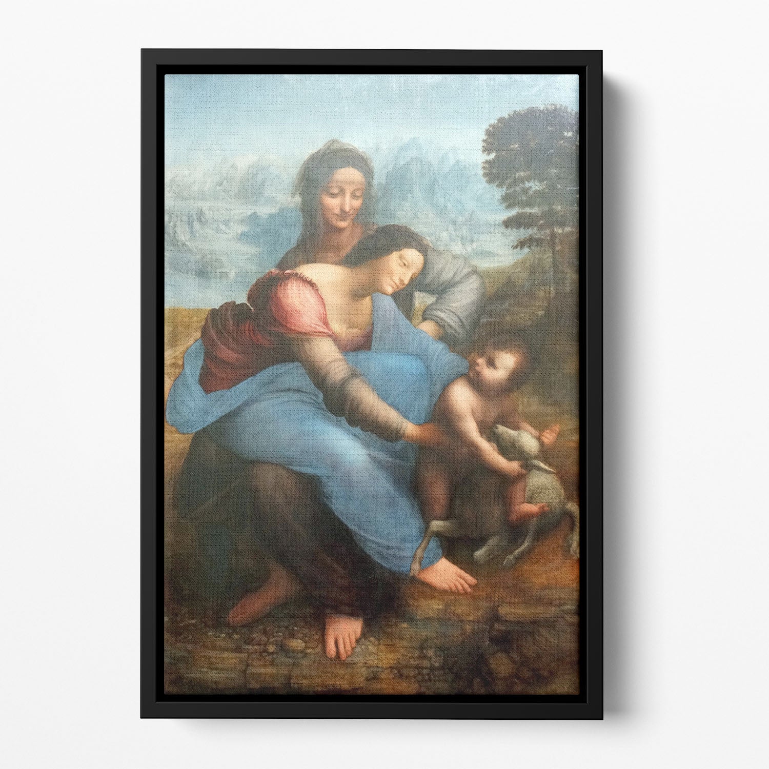 The Virgin and Child with St Anne by Da Vinci Floating Framed Canvas