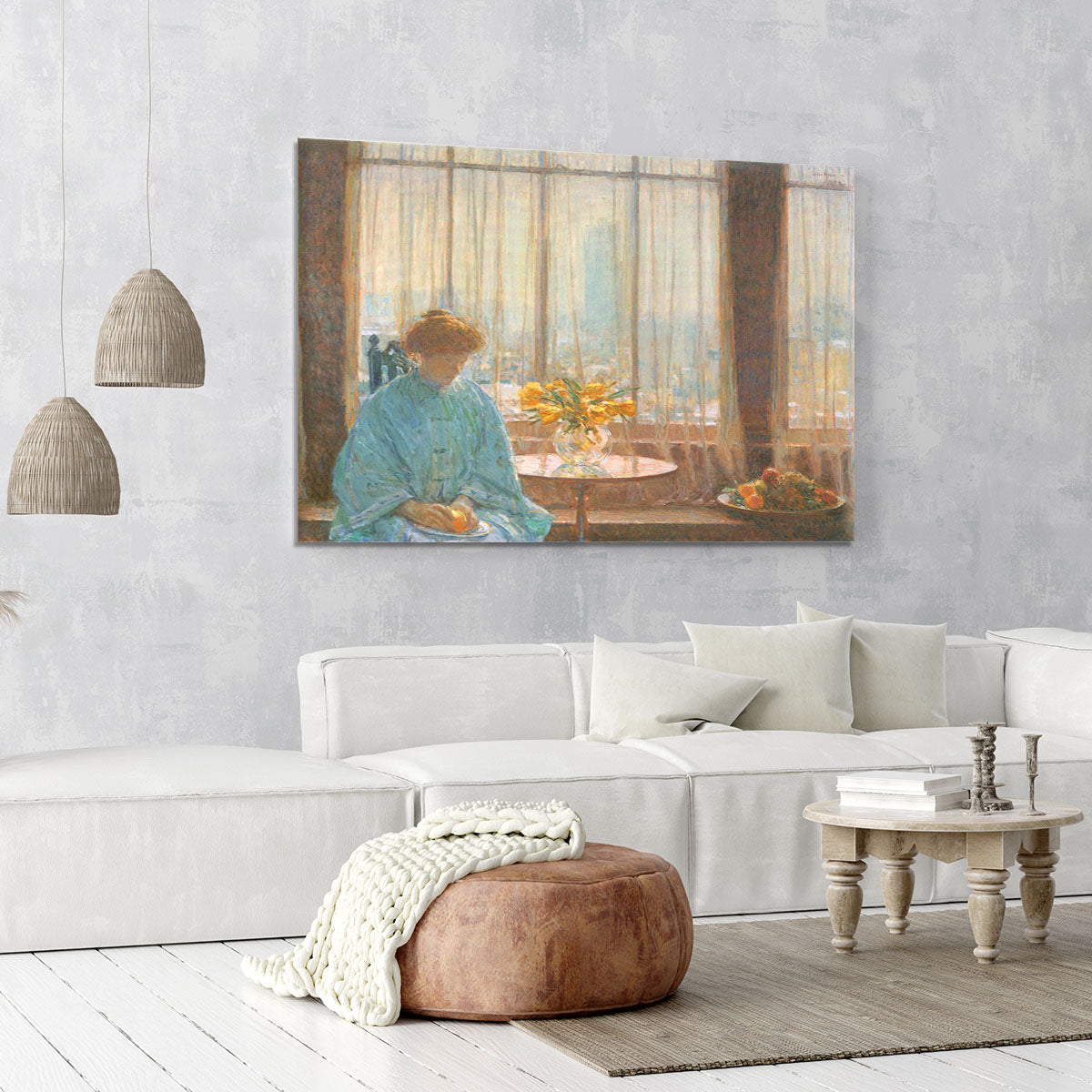 The breakfast room winter morning by Hassam Canvas Print or Poster - Canvas Art Rocks - 6