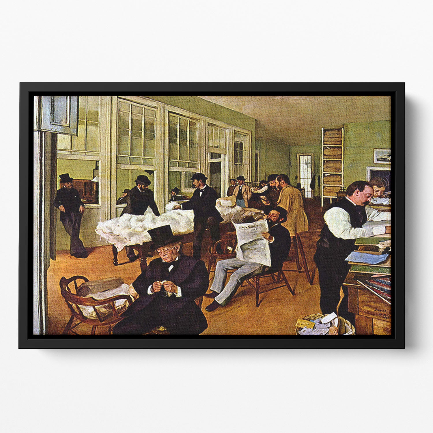 The cotton office in New Orleans by Degas Floating Framed Canvas