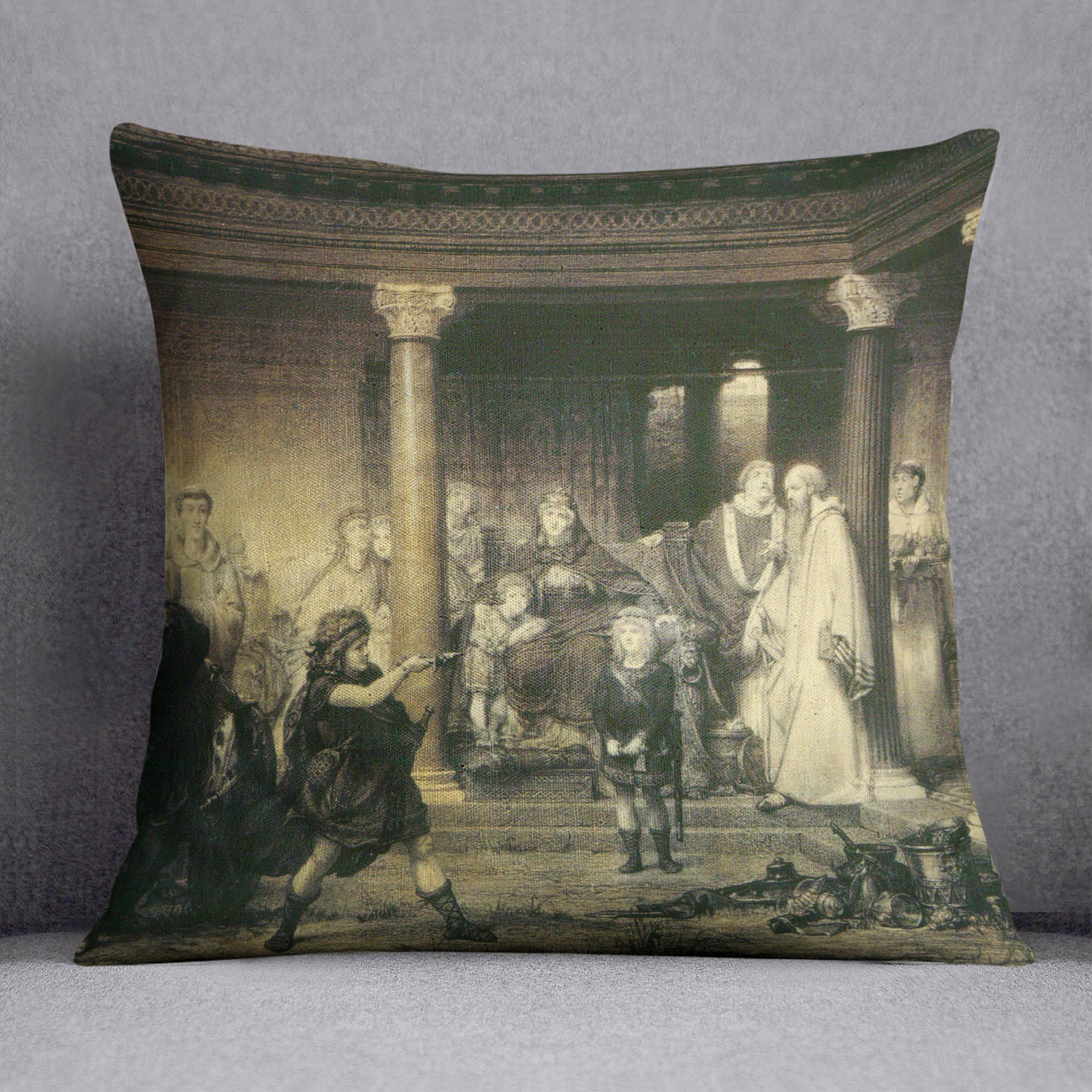 The education of children Clovis by Alma Tadema Cushion - Canvas Art Rocks - 1