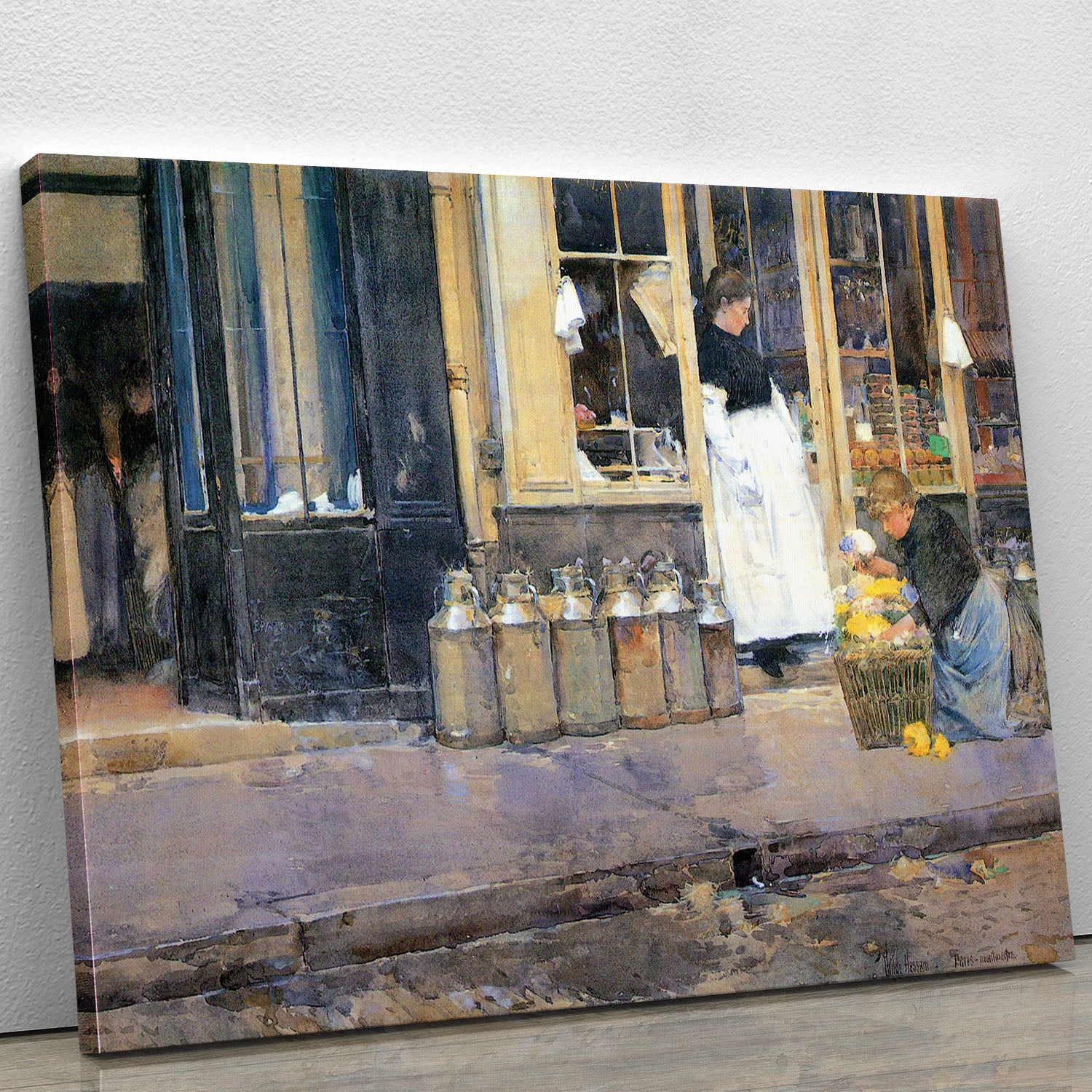The flower girls and the milk vendor by Hassam Canvas Print or Poster - Canvas Art Rocks - 1
