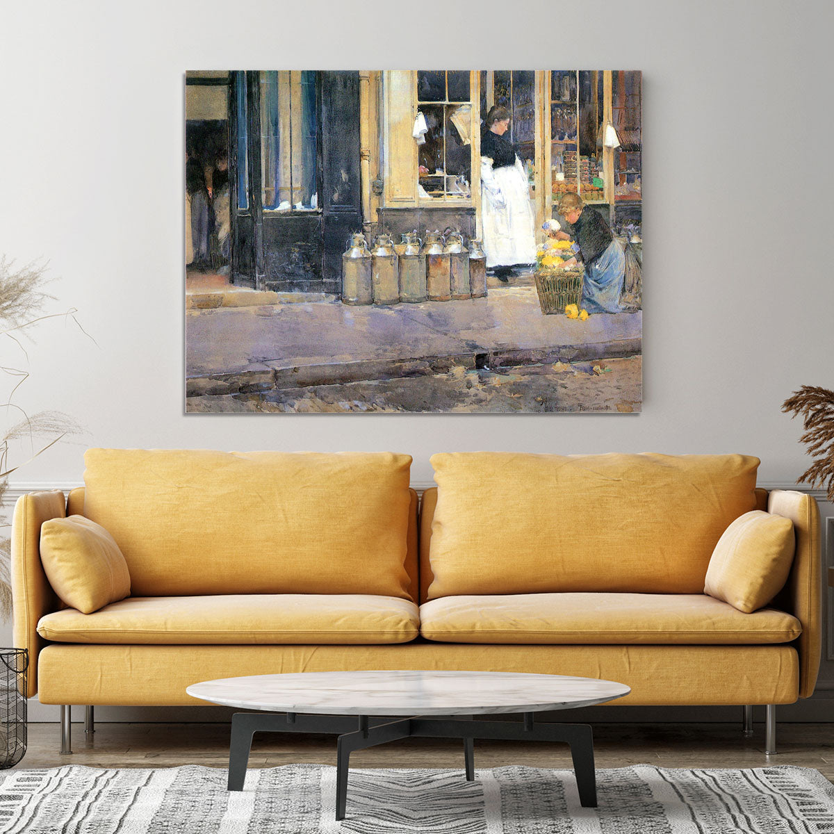 The flower girls and the milk vendor by Hassam Canvas Print or Poster - Canvas Art Rocks - 4